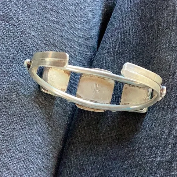 Bracelet Native American matched Natural Turquoise Sterling Silver - Picture 6 of 6